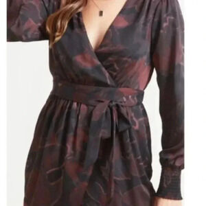 Evereve Allison Joy Sascha Surplice Faux Wrap Long Sleeve Dress Size Small